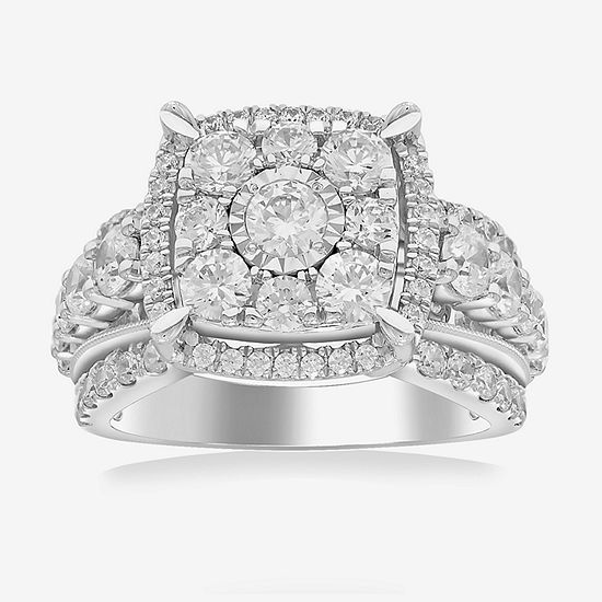Womens 3 CT. T.W. Genuine White Diamond 10K White Gold Engagement Ring