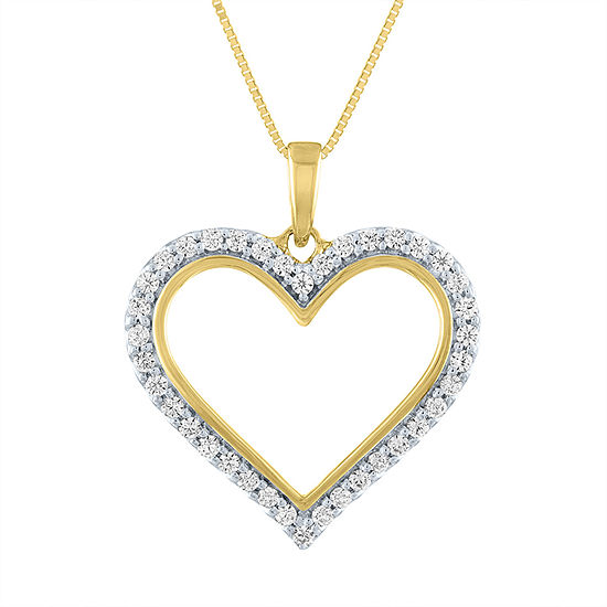 Womens 1/3 CT. T.W. Lab Grown Diamond 10K Gold Heart Pendant Necklace