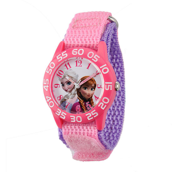 Disney Frozen Anna and Elsa Kids Time Teacher Pink and Purple Nylon Strap Watch