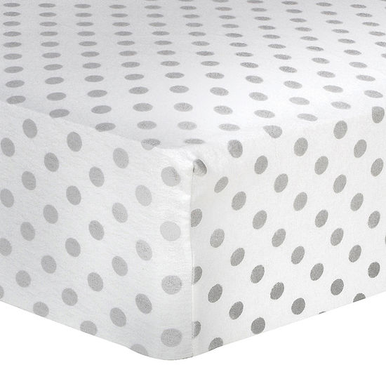 Trend Lab® Gray Polka Dot Fitted Flannel Crib Sheet