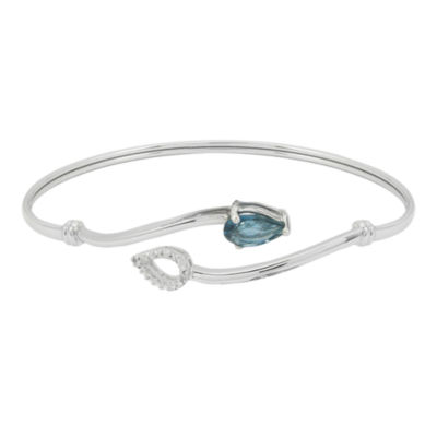 London Blue Topaz & Diamond Accent Bangle Bracelet In Sterling Silver ...