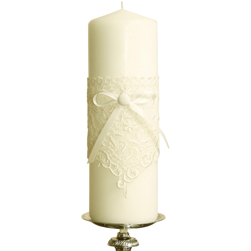 IVY LANE DESIGN Ivy Lane Design Vintage Lace Pillar Candle, Ivory