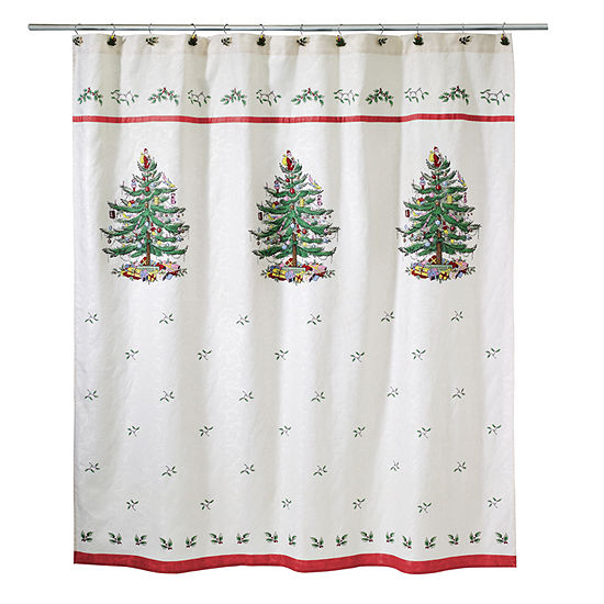 Avanti Spode Christmas Tree Shower Curtain, Color Red ...