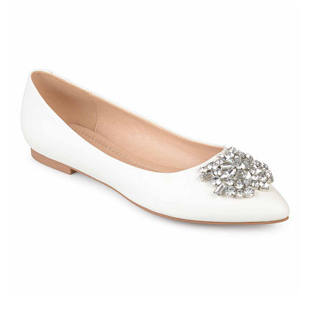 Vintage Wedding Shoes, Flats, Boots, Heels Journee Collection Womens Renzo Ballet Flats 8 12 Medium White $55.99 AT vintagedancer.com