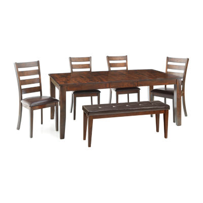 Landry 6 Pc Extendable Dining Set With 4 Ladderback Chairs And