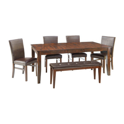 Landry 6 Pc Extendable Dining Set With 4 Parsons Chairs And Bench