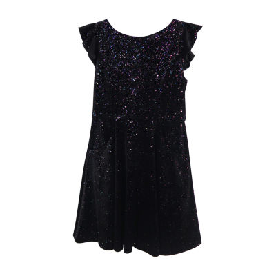 girls short sleeve black dress
