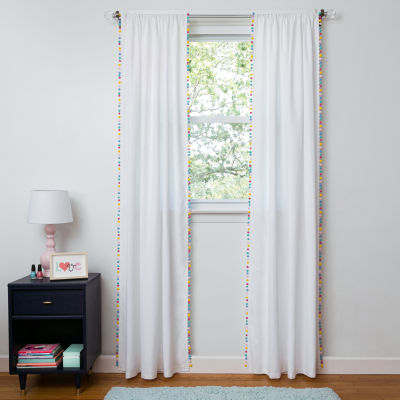 Frank And Lulu Pom Pom Light Filtering Rod Pocket Curtain Panel