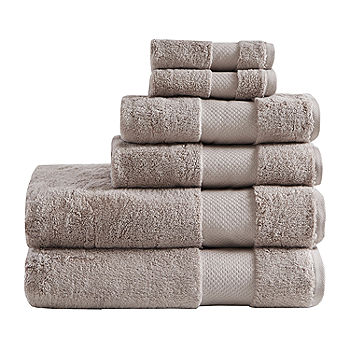 Jc Penny Home AX-AY-ABHI-107935 6 Piece Towel Set Bright White Solid Bath Towels