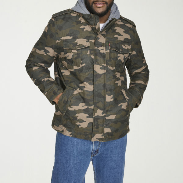 Levi's® Mens Hooded Sherpa Lined Midweight Big and Tall Utility Jacket