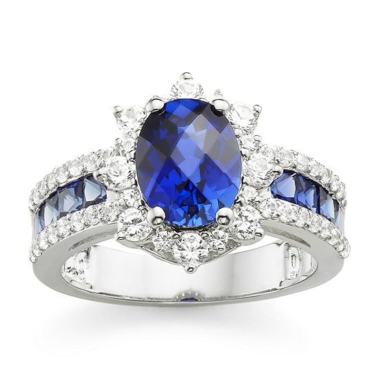 Blue & White Lab-Created Sapphire Sterling Silver Ring - JCPenney