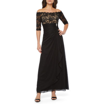 dj jaz cap sleeve embellished evening gown