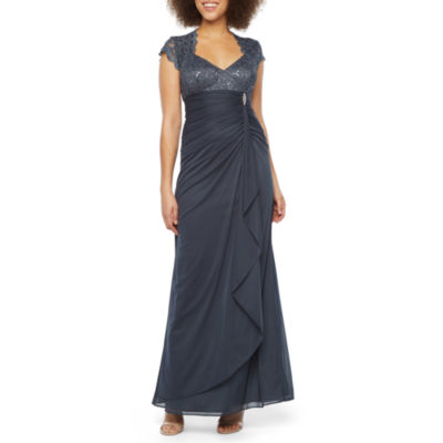 dj jaz cap sleeve embellished evening gown