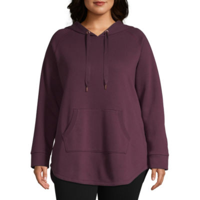 Xersion Womens Plus Hooded Long Sleeve Tunic Top