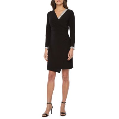 msk long sleeve embellished sheath dress