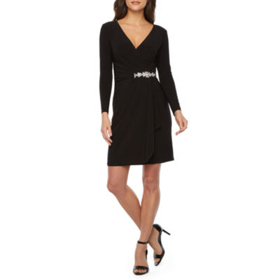 msk long sleeve embellished sheath dress