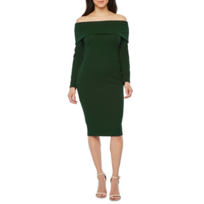 premier amour short sleeve off the shoulder sheath dress