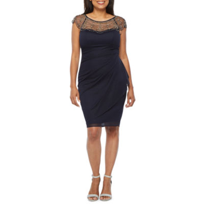 dj jaz short sleeve embellished sheath dress