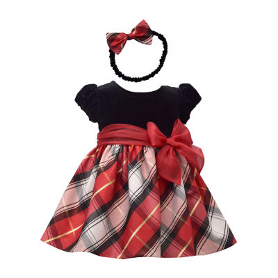 Girls 2-pc. Short Sleeve Plaid A-Line Dress