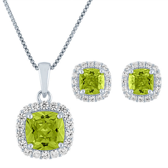 Genuine Green Peridot Sterling Silver 2-pc. Jewelry Set