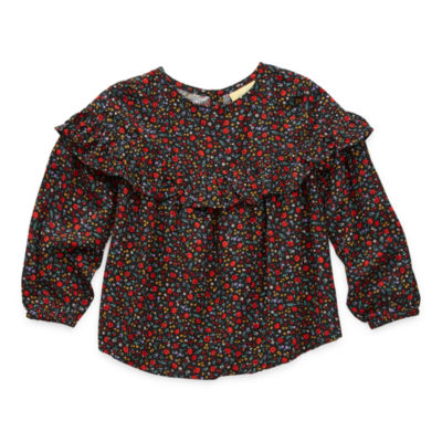 Thereabouts Toddler Girls Round Neck Long Sleeve Blouse