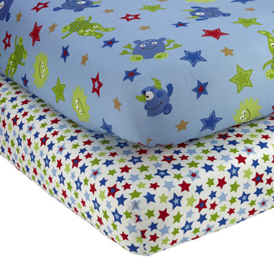 Nojo Monster Babies 2 Pk Fitted Crib Sheet Set Color Multi