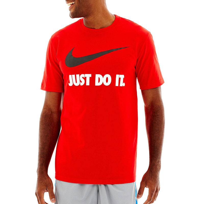 Nike Just Do It Short Sleeve Swoosh Tee, Mens, Size X-Large, Pink