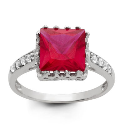 Womens Lab Created Red Ruby Sterling Silver Cocktail Ring - JCPenney