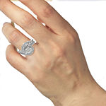 Diamond Blossom Womens 1 CT. T.W. Genuine White Diamond 10K White Gold Cocktail Ring