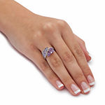 Womens Genuine Purple Amethyst Platinum Over Silver Cocktail Ring