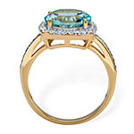 Womens Genuine Blue Topaz 14K Gold Over Silver Cocktail Ring