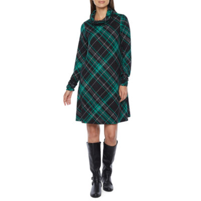 green tartan shift dress