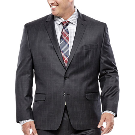 Collection by Michael Strahan Charcoal Windowpane Suit Jacket - Big & Tall, 56 Big Short, Black