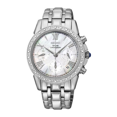 Seiko Le Grand Sport Womens Silver-tone Mother-of-pearl Diamond ...