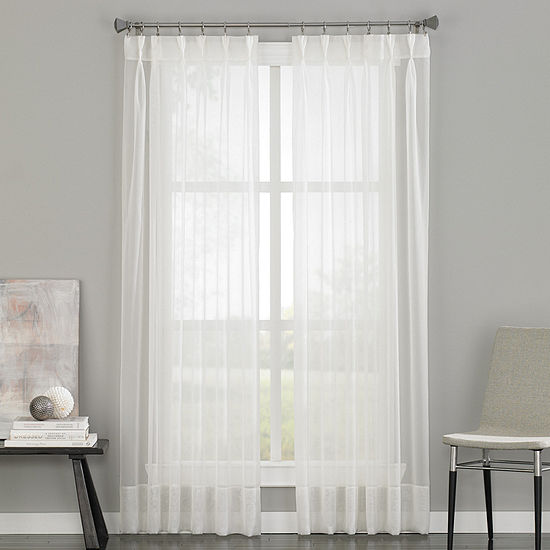Soho Pinch-Pleat Back-Tab Sheer Curtain Panel-JCPenney, Color: Oyster