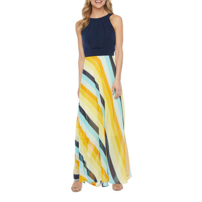 sleeveless striped maxi dress