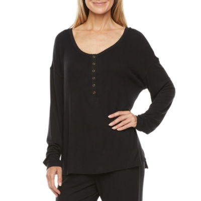 Ambrielle Womens Long Sleeve Henley Neck Pajama Top