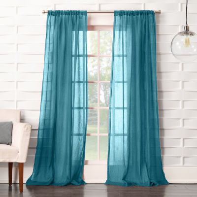Lola Solid Rod Pocket Sheer Curtain Panel Jcpenney