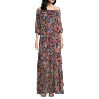 premier amour off the shoulder floral maxi dress