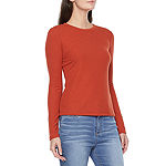 a.n.a Womens Crew Neck Long Sleeve Ribbed T-Shirt