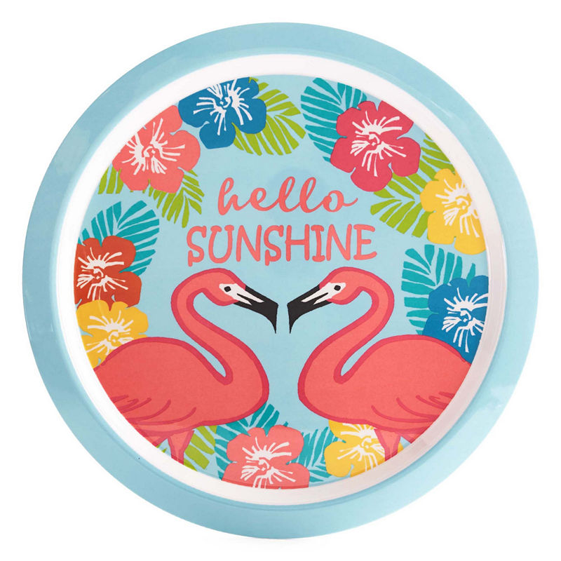 Outdoor Oasis 16In Round Flamingo Serving Tray