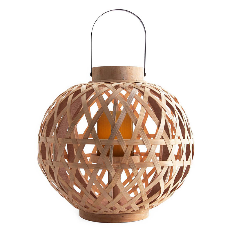 Outdoor Oasis Large Wood Led Outdoor Lantern, Brown