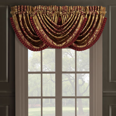 Queen Street Harper Rod Pocket Waterfall Valance Color Red