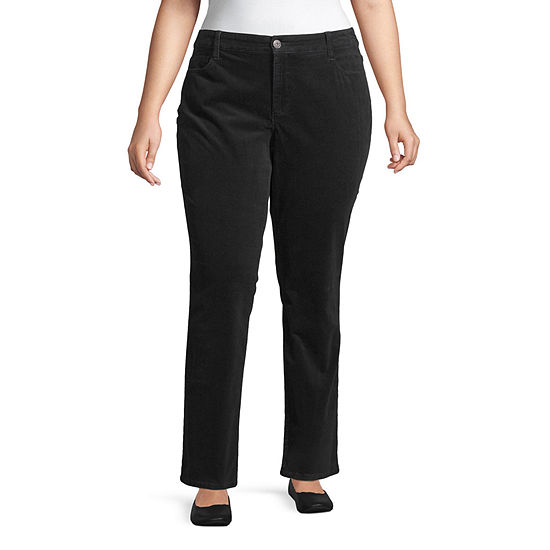 St. John's Bay Womens Mid Rise Straight Corduroy Pant - Plus - JCPenney