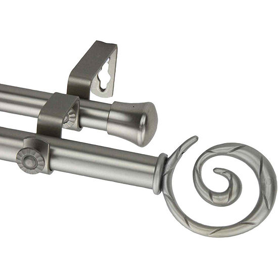 Rod Desyne Double 13/16" Adjustable Curtain Rod with Spiral Finials