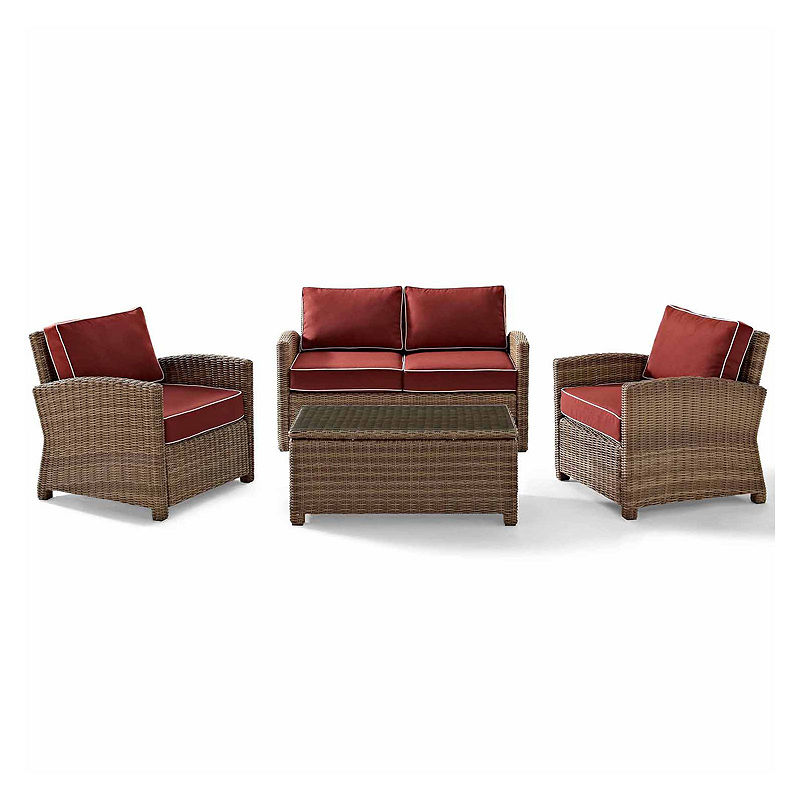 Crosley Bradenton Wicker 4-Pc. Patio Lounge Set, Red