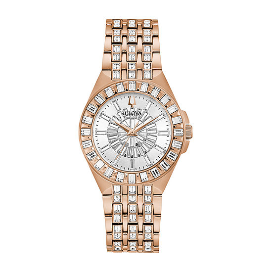 Bulova Phantom Womens Crystal Accent Rose Goldtone Stainless Steel ...