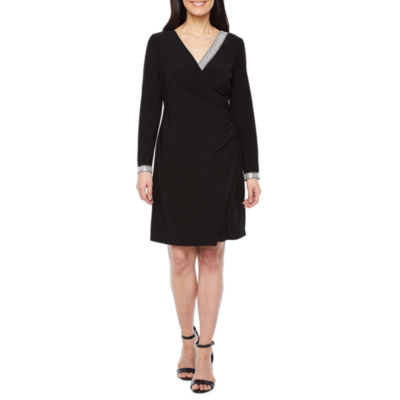 msk long sleeve embellished sheath dress