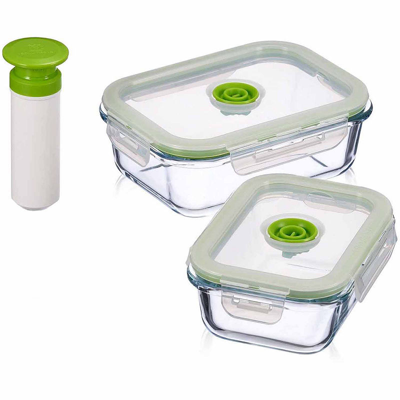 UPC 782294401403 product image for Lasting Freshness 5-piece Glass Vacuum Food Storage Containers, Rectangular | upcitemdb.com