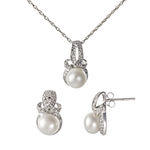 Diamond Accent White Cultured Freshwater Pearl Sterling Silver 3-pc. Jewelry Set
